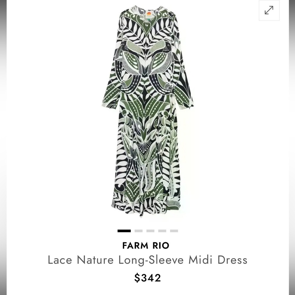 FARM Rio Green and Black Patterned Midi Dress size XS